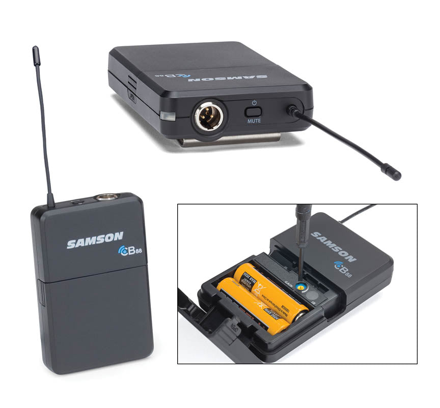 Samson Audio Concert 88x UHF Wireless System (CB88/CR88x) – D Band Lavalier with LM5 Microphone
