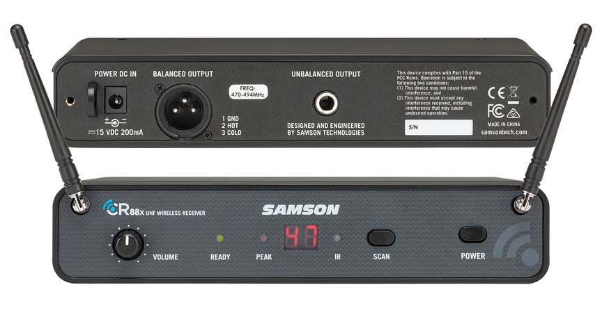 Samson Audio Concert 88x UHF Wireless System (CB88/CR88x) – D Band Lavalier with LM5 Microphone