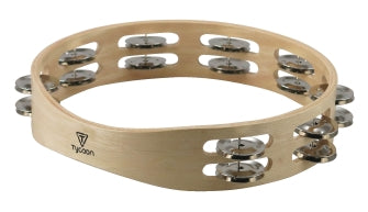 Tycoon Percussion Double Row Wooden Tambourine Bright Steel Jingles