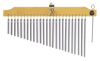 Tycoon Percussion 25 Chrome Chimes with Natural Finish Wood Bar
