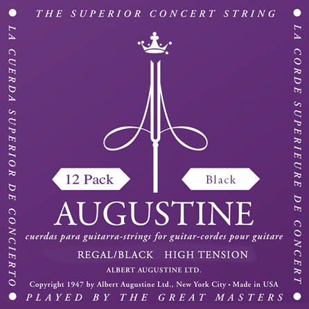 Augustine Strings Regal/Black – High Tension Nylon Guitar Strings 12 Packs of All 6 Strings