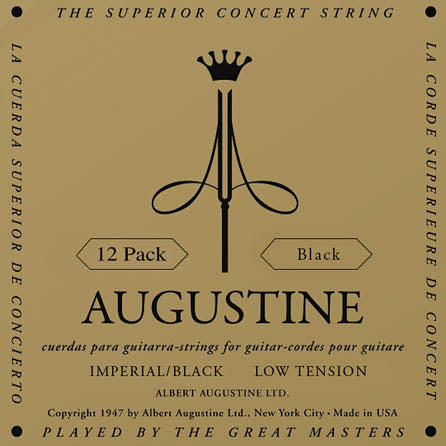 Augustine Strings Imperial/Black – Low Tension Nylon Guitar Strings 12 Packs of All 6 Strings