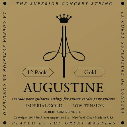 Augustine Strings Imperial/Gold – Low Tension Nylon Guitar Strings 12 Packs of All 6 Strings