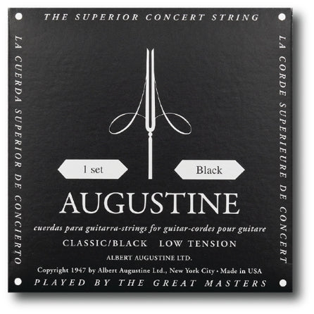 Augustine Strings Classic/Black – Low Tension Nylon Guitar Strings 1 Set of All 6 Strings